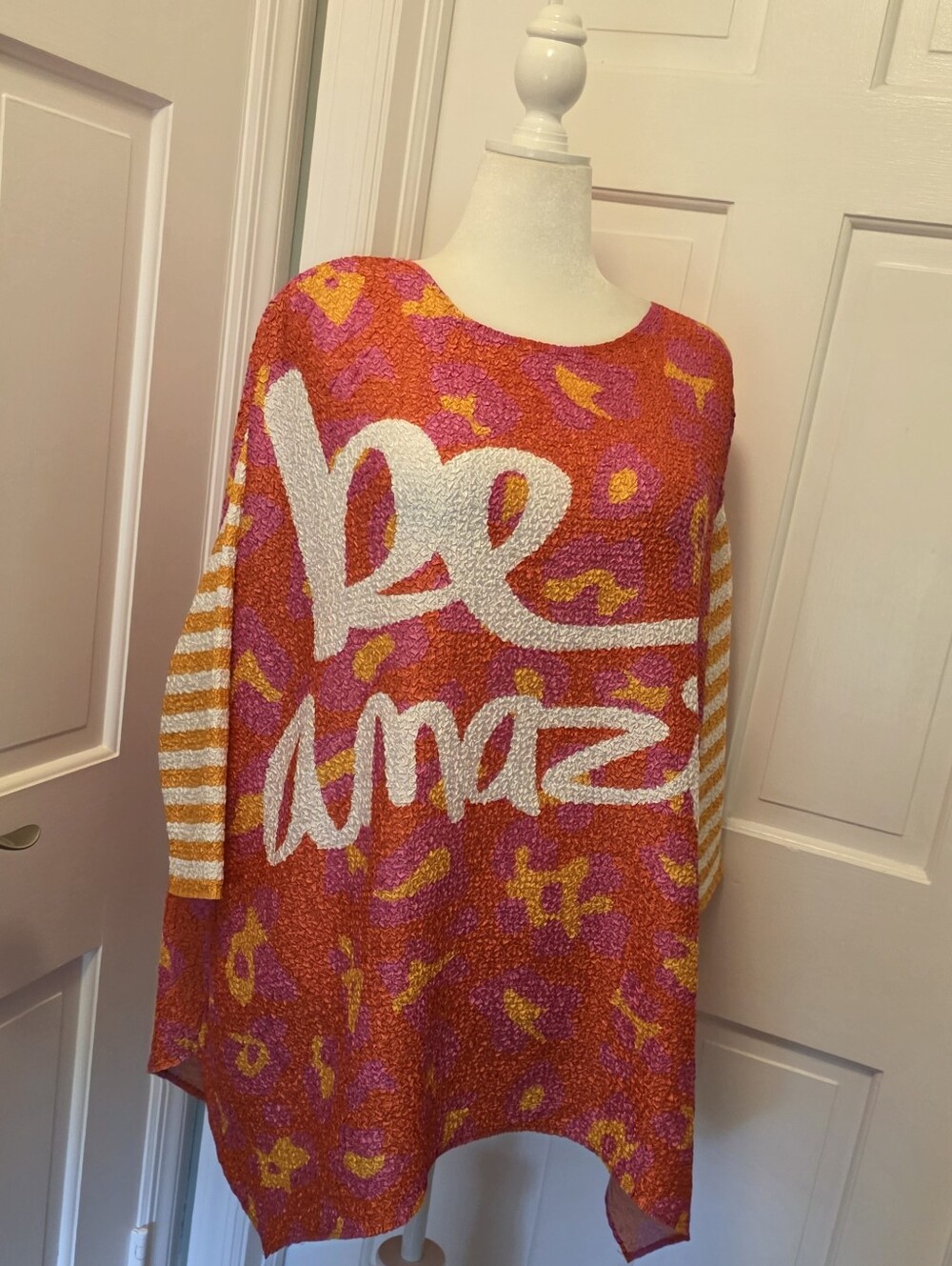 Berek Orange Pink Graphic "Be Amazing" Textured Tunic Size 1X, Fun, Colorful